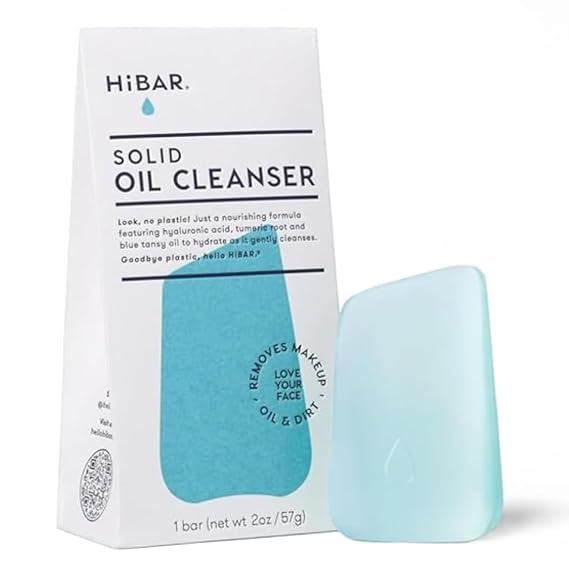 HIBAR - Solid Cleansing Oil Bar - Natural Makeup Remover - Plastic-Free | Melts Makeup, Sunscreen, Dirt, Oil - Eco-Friendly - Travel-Friendly - Paraben & Soap-Free - Vegan - 1.7oz Solid Cleansing Bar