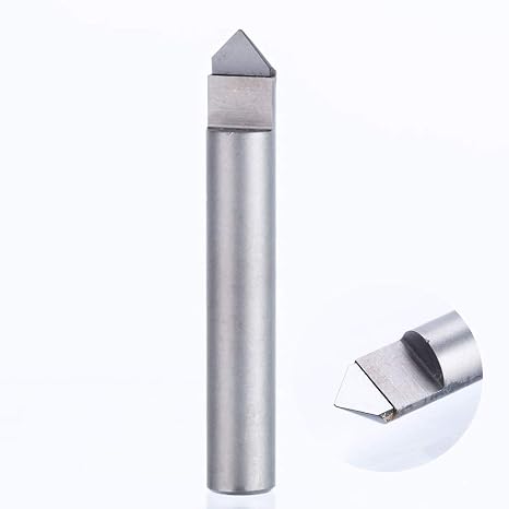 HUHAO 30-Degree 0.4mm Diamond Engraving Bit, 6mm Shank CNC Router Bit for Marble, Granite, Stone Lettering & Carving - Durable PCD Engraver Tool for Hard Materials (3675)