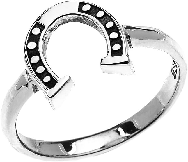 Sterling Silver Dainty Horseshoe Good Luck Ladies Ring