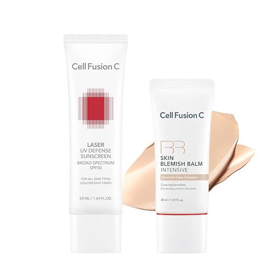 Cell Fusion C Sunscreen & BB Cream Duo (No.21), UV Protection & Natural Coverage for Smooth, Even Skin Tone, Redness Coverage, Lightweight, Korean Skin Care