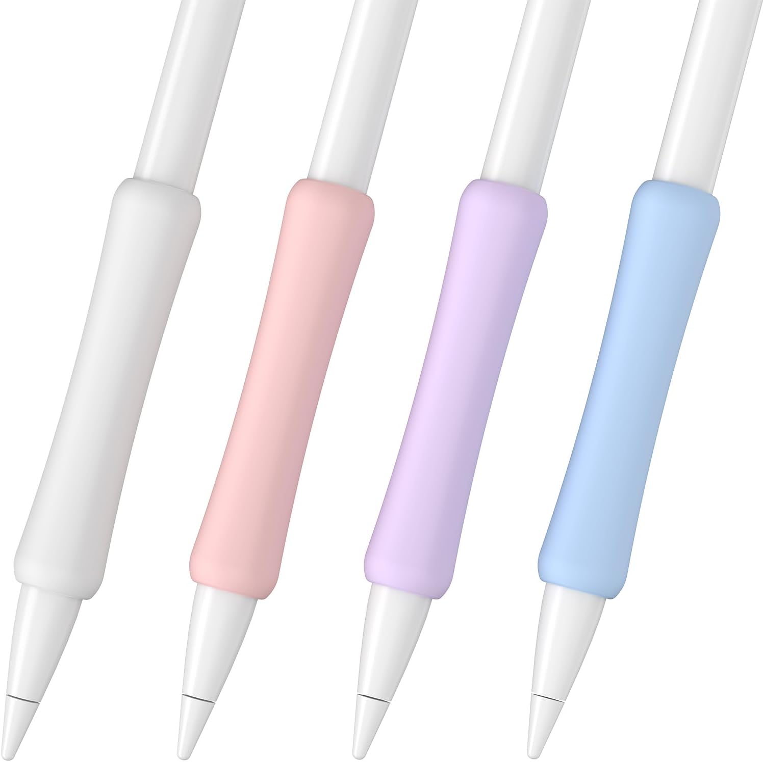 4 Pack Silicone Grip Compatible with Apple Pencil 1st Generation Ergonomic iPencil Grip Holder Comfortable Writing & Precise Control WhitePurplePinkBlue