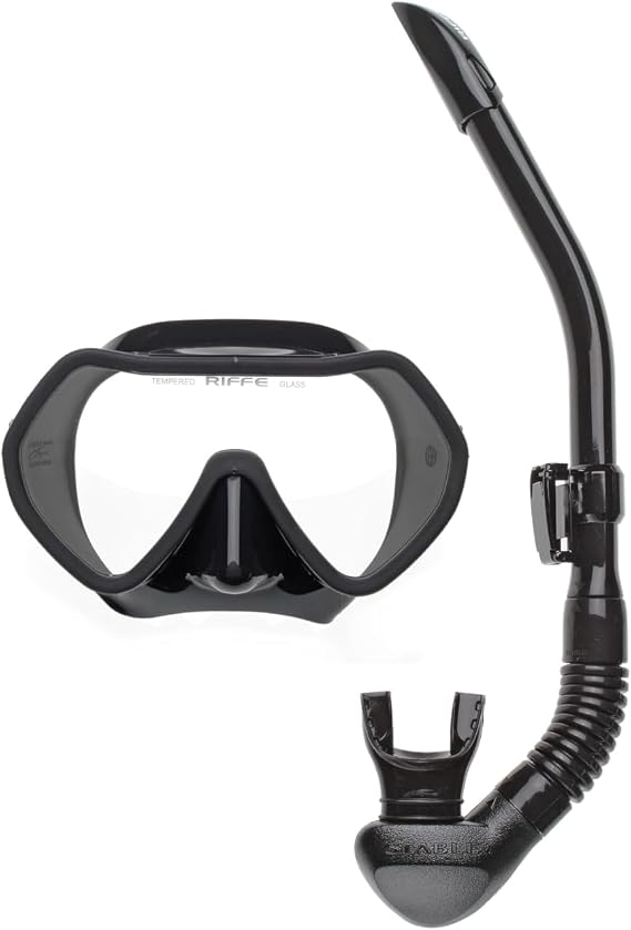 Riffe Frameless mask, Stable Snorkel, Black Combo Kit