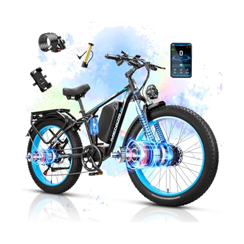 MENORX Dual Motor Electric Bike,26x4Fat Tire Electric Bike,Up to 5000W7000W Peak, 60V25Ah & 52V23Ah Lithium Battery,Up to 4550MPH &105 Miles Range E Bike