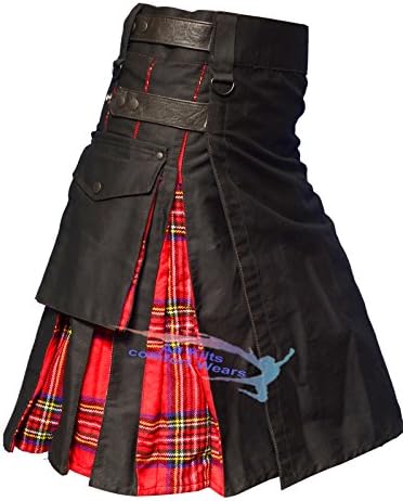 Black Leather Straps Hybird Utility Kilts