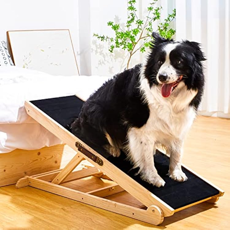 Woohoo Dog Ramp - with Innovative Non-Slip Rubber Mat - for Couch and Bed - 41 Long and Adjustable from 14 to 24 - Great for Pets of All Ages