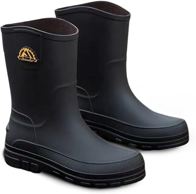 Waterproof Rain Boots for Men,Rubber Boots Breathable Mid-Calf Garden Boots Lightweight Slip-Resistant Fishing & Outdoor Shoes