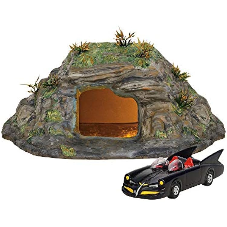 Department 56 DC Comics Village Batman Batcave Entrance and Batmobile Lit Building and Accessory Set, 4.33 Inch, Multicolor