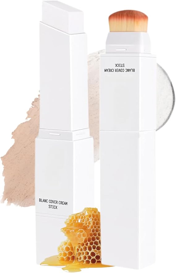 2 in 1 Colour Changing Foundation Stick,Cover Cream Stick V White FoundationStick,Lightweight Hydrating Matte Stick Foundation with Detachable Brush,FaceFoundation & ConcealerStick #4medium