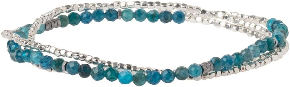 Scout Curated Wears - Women's Delicate Stone Wrap Bracelet & Necklace - Apatite/Silver - Stone of Inspiration