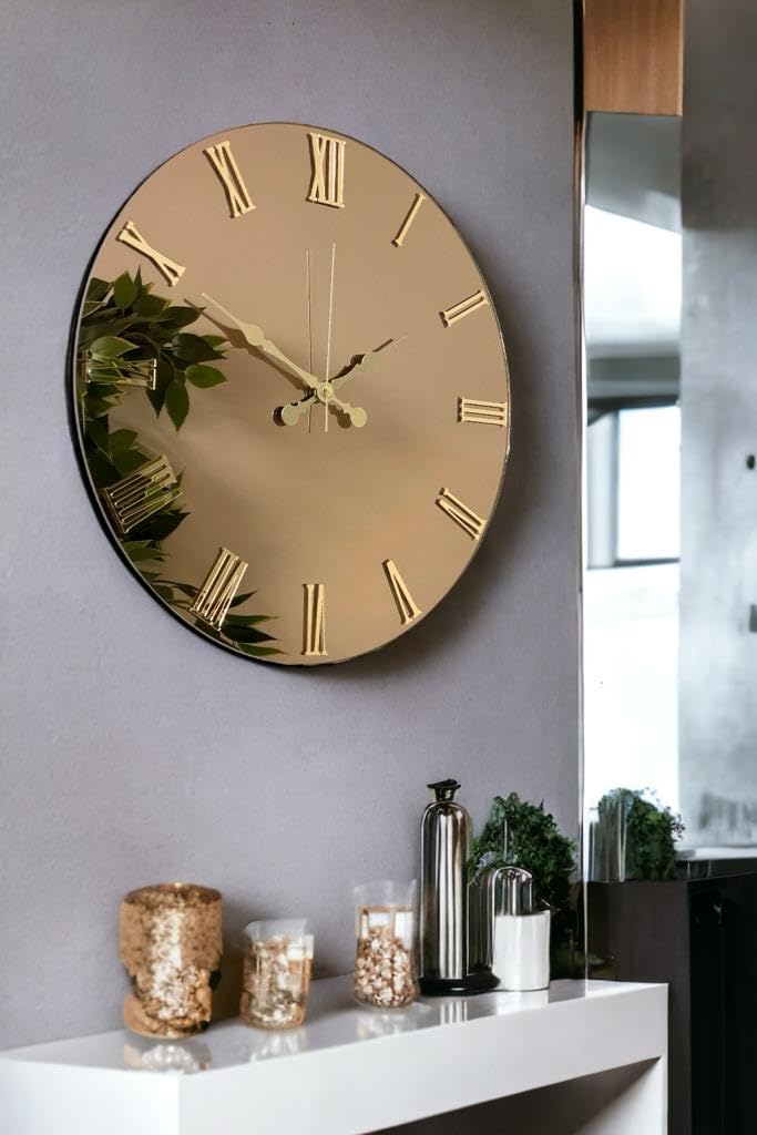 EMORES 41 Cm Real Mirror Plexiglass Digit Decorative Wall Clock