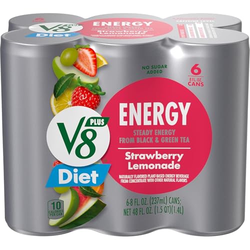 V-8 Energy Diet Strawberry Lemonade Juice Energy Drink, 8 fl oz 6 cans