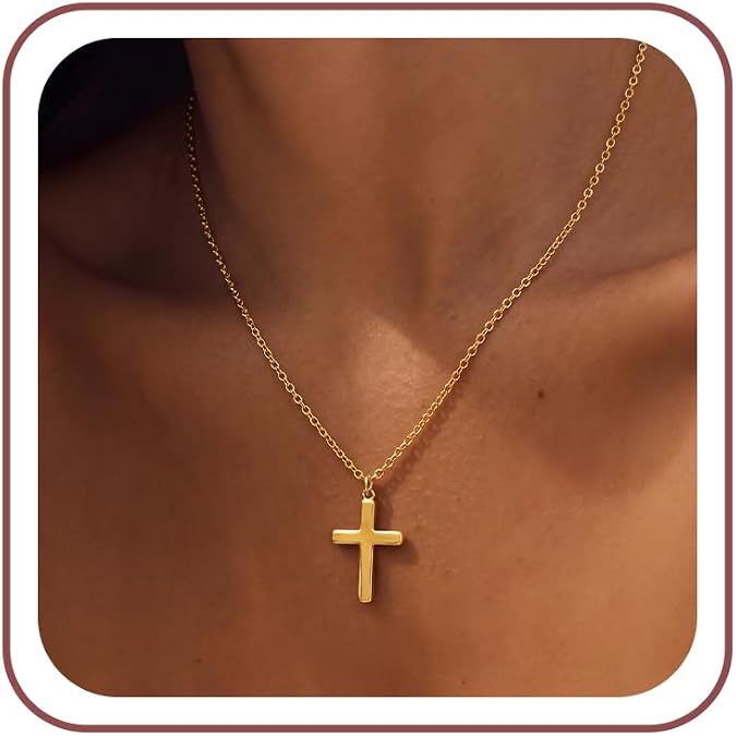 Moodear Cross Necklace for Women, Dainty Faith Pendant, Christian Jewelry | Dainty Cross Necklace with Hypoallergenic,Skin-Friendly Design,Perfect Baptism Jewelry Gift for Women's Daily Wear