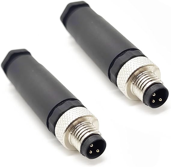 2 Pcs M8 3 Pin Male Connector, 8mm A Code Industrial Circular Connector Unshielded Field Assembly Wireable Sensor 60V 4A AC/DC IP67 Straight Type Adapter