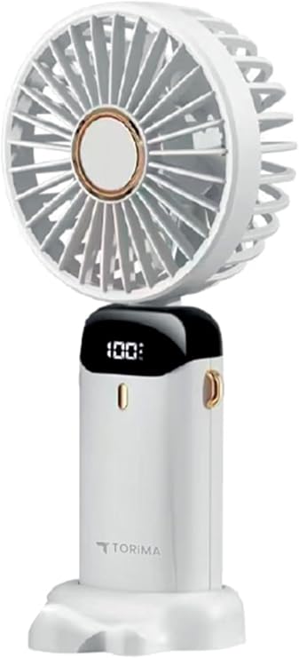 Torima F-19 Beyaz Dijital Ekranlı Şarjlı 90 Derece Ayarlanabilir Başlıklı Mini Masa Fan Vantilatör