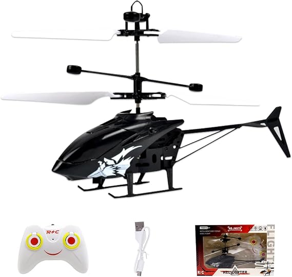 RC Helicopter, Remote Control Helicopters, Aircraft Model Helicopters, One Key Take Off and Landing, Easy to Fly Indoor and Outdoor Radio RC Flying Birthday Presents(Black)