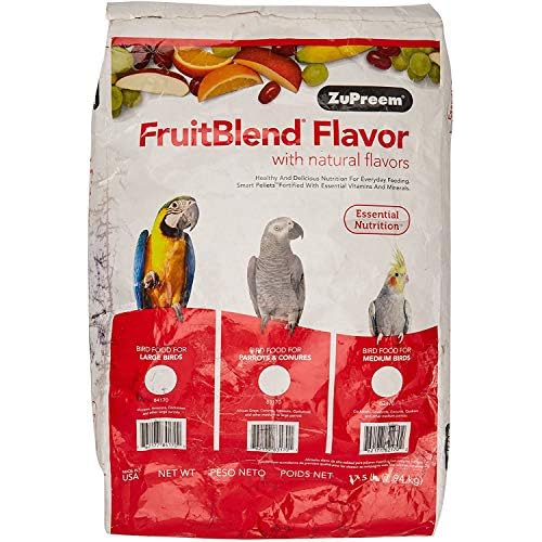 ZuPreem FruitBlend Flavor Pellets Bird Food for Large Birds, 17.5 lb - Daily Blend Made in USA for Amazons, Macaws, Cockatoos