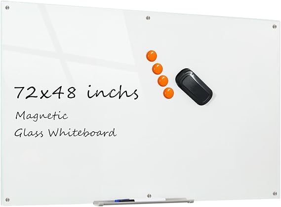 Glass Whiteboard Magnetic Dry Erase White Board 6' x 4'