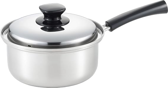 Yoshikawa One-Handled Pot, 7.1 inches 18 cm, 2.5L, with Lid, Compatible with IH and Direct Heat, Integrated, Tsubame Sanjo, Made in Japan, SJ3394