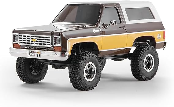 FMS 1/24 RC Crawler FCX24 Chevy K5 Blazer Officially Licensed, Mini RTR RC Pick Up Truck & SUV 2 in 1, 4WD 2.4GHz 3CH Off-Road RC Model Car W/LED Lights for Adults Toys (Brown)