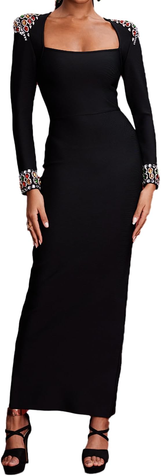 BELLA BARNETT Black Bandage Dress Long Sleeve Tea Party Dress