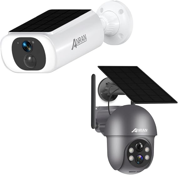 ANRAN C3 2K Solar Security Cameras Wireless Outdoor & Q01 2K Solar Outdoor Camera with 360 View Gray