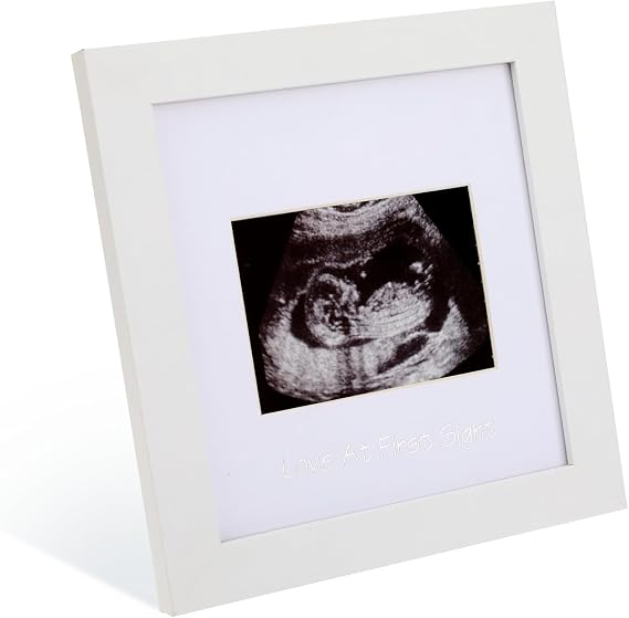Baby Sonogram Picture Frame - Display 3.5x2.5" Ultrasound Photo, Wooden Pregnancy Announcement Sign, Gender Reveal Decorations for Expecting Parents, Baby Shower
