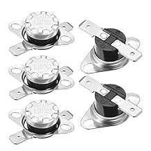 uxcell KSD301 Thermostat 60C/140F 10A Normally Closed N.C Adjust Snap Disc Temperature Switch for Microwave,Oven,Coffee Makers 5pcs,Bakelite Material