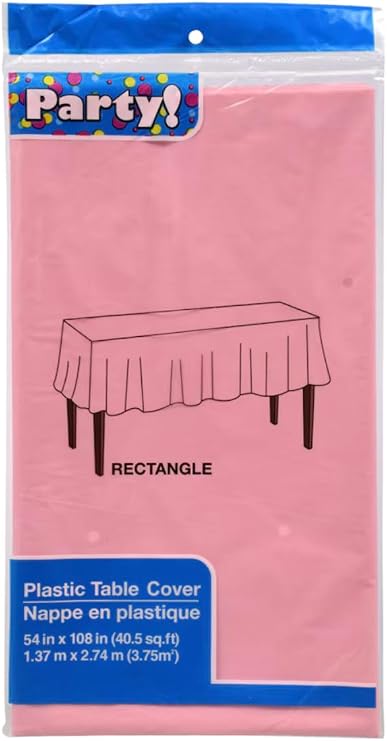 Plastic Rectangle Party Tablecloth Pastel Pink 54 X 108 Inches