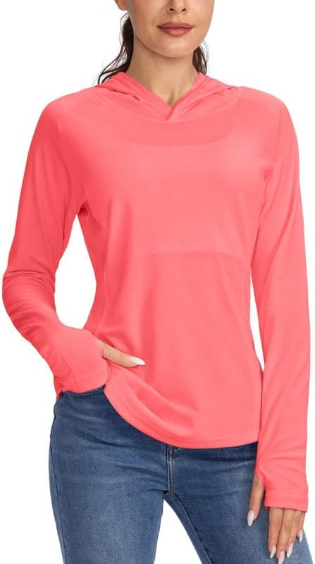 Women's UPF 50+ Sun Protection Shirt Long Sleeve Lightweight Hoodie UV Shirts for Women Hiking Fishing Outdoor