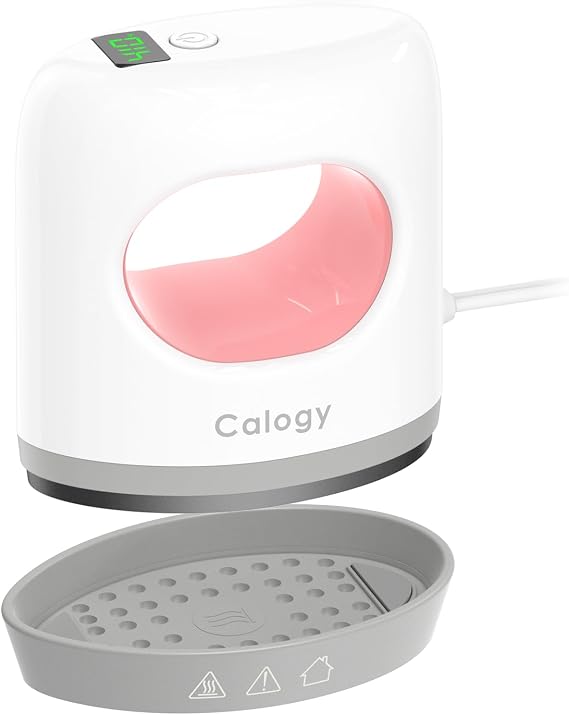 Calogy Super Mini Heat Press Machine, Fast Up to Max 410F in 3Mins & 4 Heating Setting with LED Display, Mini Iron for Crafting with Precision Tip, Easy for Small Objects Like Shoes, Hats (White Pink)