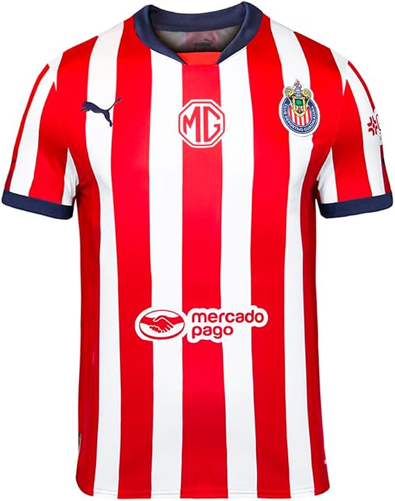 PUMA Kids Boys Chivas Home 24-25 V-Neck Replica Jersey Soccer Cleats - Red, White - Size L