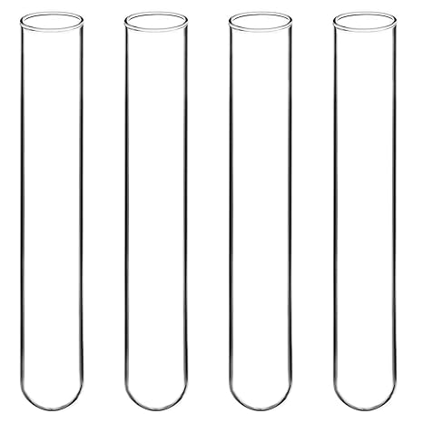 BorinGlass Glass Test Tubes, Sturdy Round Bottom Clear Test Lab Tubes (100, 12x75 mm)