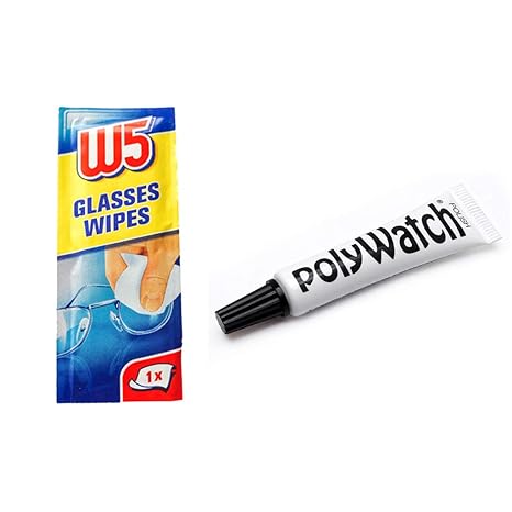 Polywatch Polish Plastic/Acrylic Watch Glasses Repair 5ml with W5 Wipe Cleaner