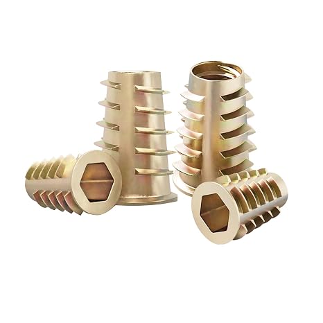 Qrity 20 Pcs Threaded Inserts, Threaded Inserts for Wood M4x8mm, Zinc Alloy Threaded Insert Nuts, Interface Hex Socket Drive
