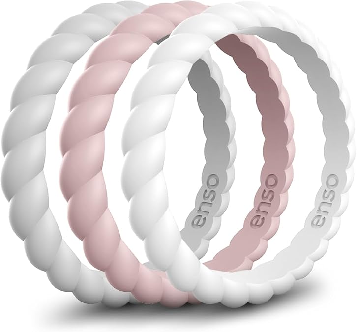 Enso Rings Stackable Braided Silicone Wedding Ring Bundles Comfortable and Flexible Design - Multi-Packs