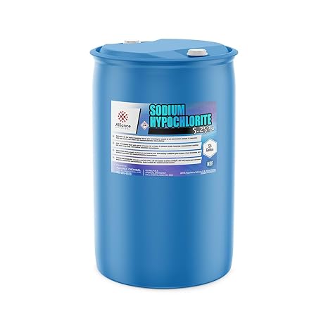 Alliance Chemical Sodium Hypochlorite 5.25% Liquid Chlorine - 4 x 55 Gallon Drums for Industrial Cleaning, Oxidation, and Wastewater Treatment