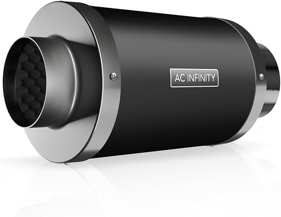 AC Infinity Inline Duct Fan Silencer, 4" Noise Reduction Muffler Blower. | Silencer for Indoor Hydroponics Grow Tent Ventilation Systems