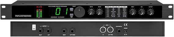 Professional Audio Processor Equalizer, Digital Reverb DSP Processor, Preset/Programmable 24 Bit Signal Processing, 99 Preset Programs, 199 Sound Effects Memory, Automatic Noise Reduction for Recordin