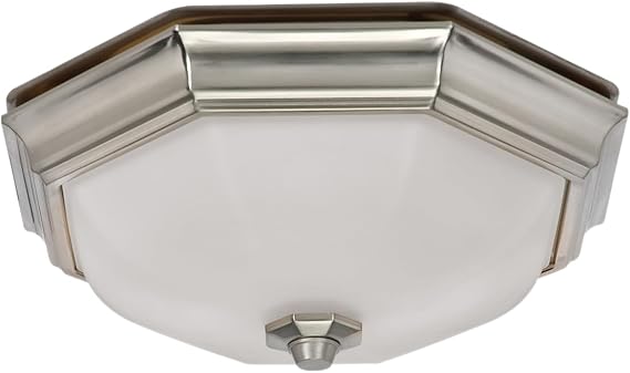 Hunter 80213 Huntley 装飾バスルーム換気ファン ライト付き LED電球付き 超静音 つや消しニッケル