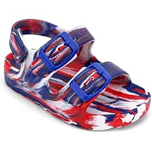 ChayChax Toddler Boys Girls Double Buckle Sandals Adjustable Back Strap Sandal 2026 Soccer Game National Flag Color, American, 5 Toddler