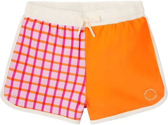 Kietla Tartan Red UPF50+, UV Korumalı ve Sensörlü, Turuncu ve Pembe Renkli, Hızlı Kuruyan Deniz ve Havuz Çocuk Yüzme Şortu