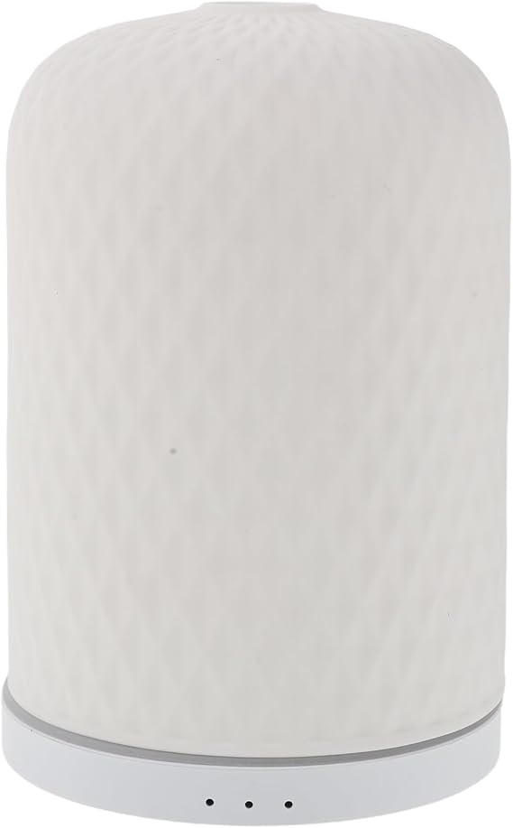 Ceramic Aroma Diffuser: Decorative Essential Oil Diffuser with 7 Changing LED Atmosphere Light - Mini Water Humidifier for Bathroom and Dorm Room