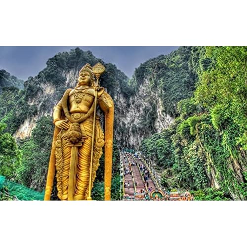 Painting Murugan Statue Batu Caves Selangor Malaysia Colour Talk Painting by Numbers DIY Unique Canvas Oil Painting Kit Digital Painting