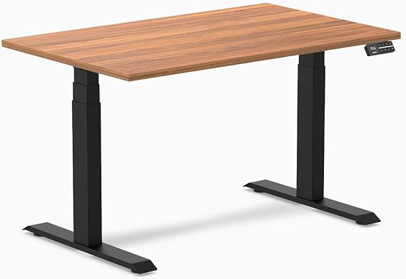 Desky Dual Laminate Sit Stand Desk Prime Oak 47.2" Matte Black