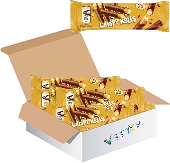 Christmas Crispy Rolls – Milk Chocolate & Coconut, Milk Chocolate, Caramel – Pick Your Favourite Festive Chocolate Treats (18 x Pack, Chocolate & Caramel Crispy)