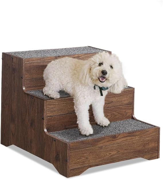 beeNbkks Wooden Dog Stairs and Sturdy Pet Steps for High Beds or Couches