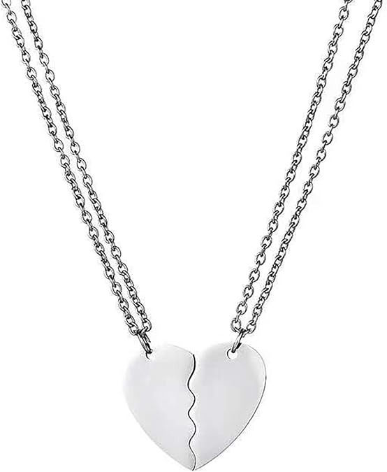 Stainless Steel Couple Love Puzzle Necklace Love Pendant Couple Puzzle Necklace Men and Women Heart-shaped Pendant Necklace