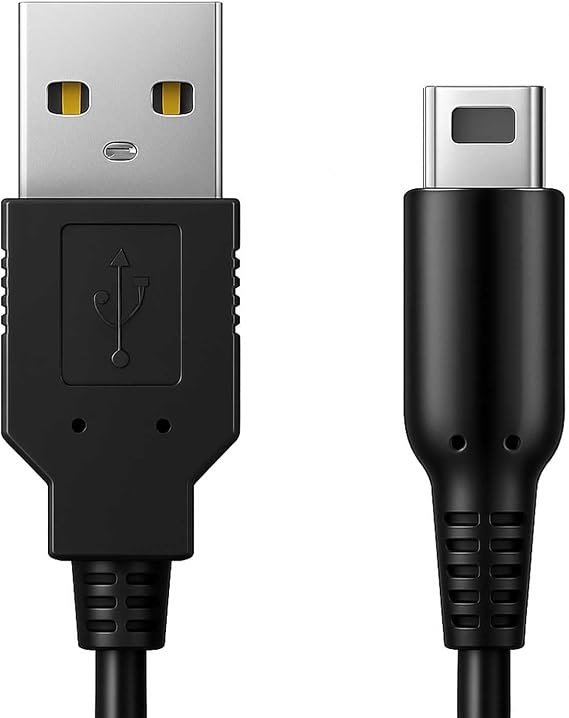 OcioDual 3DS Charging Cable USB Charger 2DS XL Cable Compatible with DSi DSI XL Consoles 1.2 m USB Power Adapter 2DS Charging Cable Data Sync Cable and Charger Black