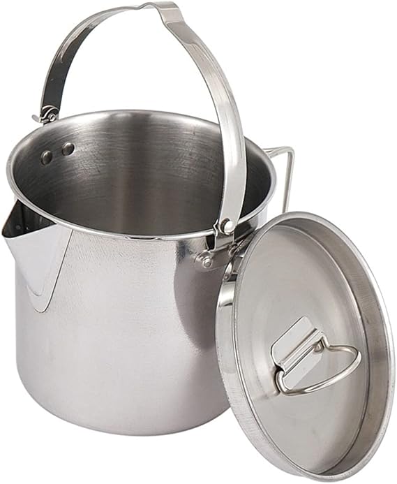 Outdoor Stainless Steel Kettle,1.2L Mountaineering Camping Teapot,Portable Hanging Pot Cookware Coffee Pot Picnic Pot