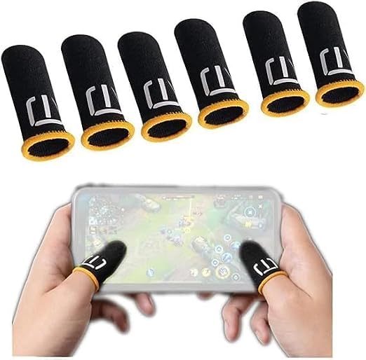 3 Pair Black Patterns Gaming Finger Sleeves Breathable Fingertips Gameler Sweatproof Games-Slip Thumb GR9l5 Gloves for Mobile Cell Phone Gaming Finger Sleeves Gaming Accessories